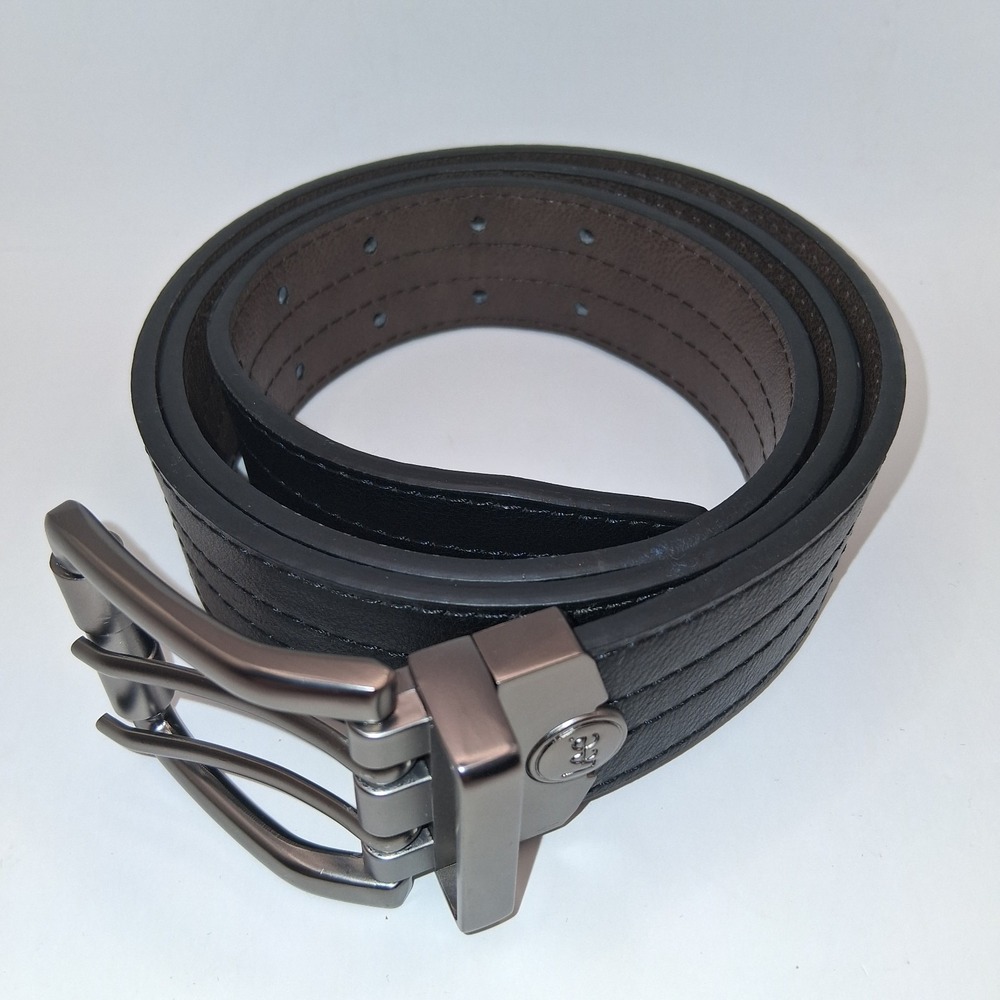Lee Men's Belt Size 38 w/ 1.5" Width Brown/Black Reversible Bonded Leather